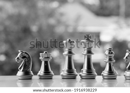 Black and white of chess piece