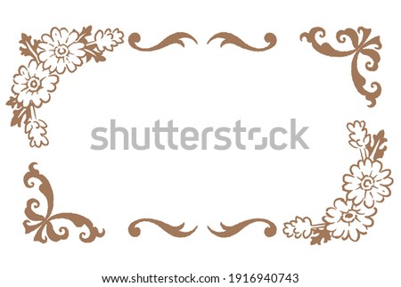 Decorative vintage frame with flowers in antique style. Vector illustration.