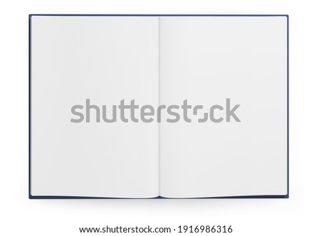 open book with blank pages mockup. Isolated on white background. Top view. 3d illustration