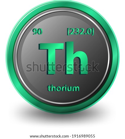 Thorium chemical element. Chemical symbol with atomic number and atomic mass. illustration