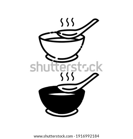 set of Bowl icon line symbol. simple design isolated soup element in trendy style Royalty-Free Stock Photo #1916992184