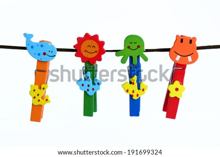 color wood animal clip on white background 