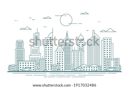 Day Street Urban City Building Cityscape Landscape Illustration Royalty-Free Stock Photo #1917032486