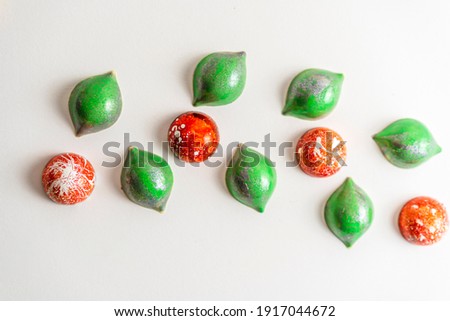 Handmade colorful chocolate, Belgian sweets