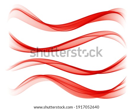 Red color abstract transparent wave design element
