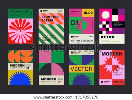 Modern aesthetics posters collection. Swiss design pattern vector design. Mimimal geometric placards. Creative templates with abstract shapes for Cover, Brochure, Flayer and Banner.