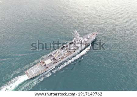 US Navy Destroyer passes Istanbul Strait in Turkey towards the Marmara Sea.