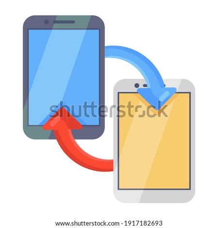 
Icon of mobile data transfer in flat design 