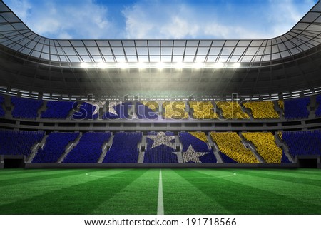 Digitally generated bosnian flag in large football stadium with white fans Royalty-Free Stock Photo #191718566