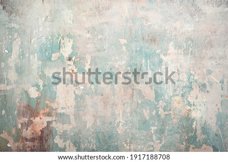 Textured wall in vintage style. Blue and brown texture. Decorative plaster. Royalty-Free Stock Photo #1917188708
