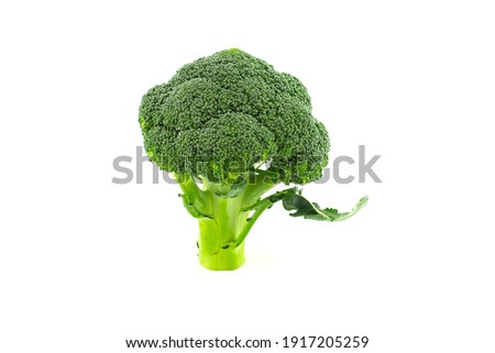 Fresh raw green broccoli florets isolated on white background Royalty-Free Stock Photo #1917205259