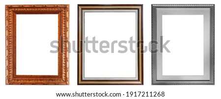 Set of gilded antique picture frames isolated on white background. Royalty-Free Stock Photo #1917211268