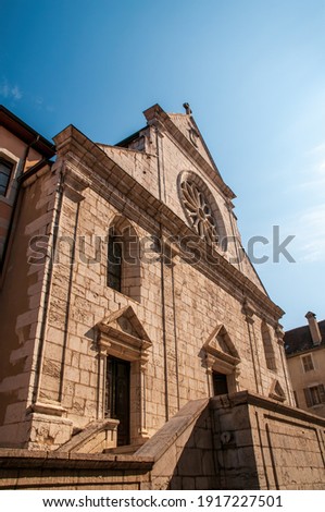 Fasade of Annecy Cathedral of Saint-Pierre, France. The church was erected at the beginning of the 16th century