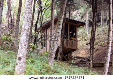 wooden shack in the woods Royalty-Free Stock Photo #1917229571