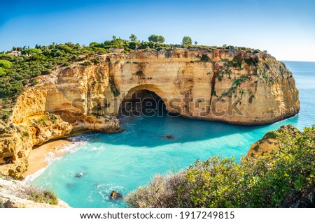 Amazing landscape of Vale Covo Beach, Algarve, Portugal, Europe Royalty-Free Stock Photo #1917249815