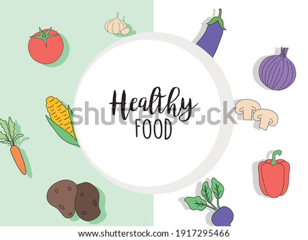 Healthy food with vegetables set design, organic and healthy theme Vector illustration
