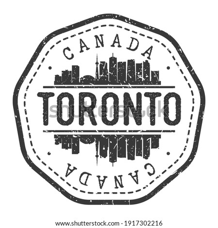 Toronto, ON, Canada Stamp Skyline Postmark. Silhouette Postal Passport. City Round Vector Icon. Vintage Postage Design.