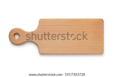 Wooden cutting board isolated on white background Royalty-Free Stock Photo #1917303728