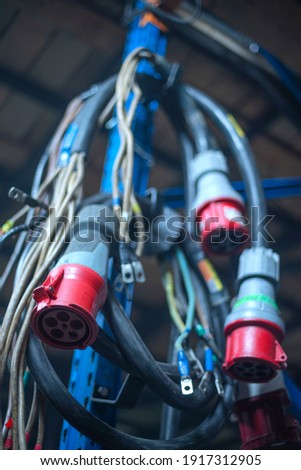 electrical wires for concert light. Stage preparation