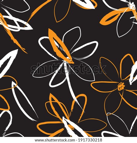 Orange Floral brush strokes seamless pattern background for fashion prints, graphics, backgrounds and crafts