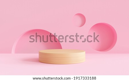3D podium render vector of pink geometric background or texture. Bright pastel podium or pedestal backdrop. Blank minimal design concept. Stage for ceremony on pink pedestal background 3d render