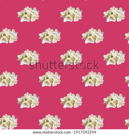 Seamless pattern with flowers on a bright background. Minimal isometric food texture. Used for boards, printing on fabric. 