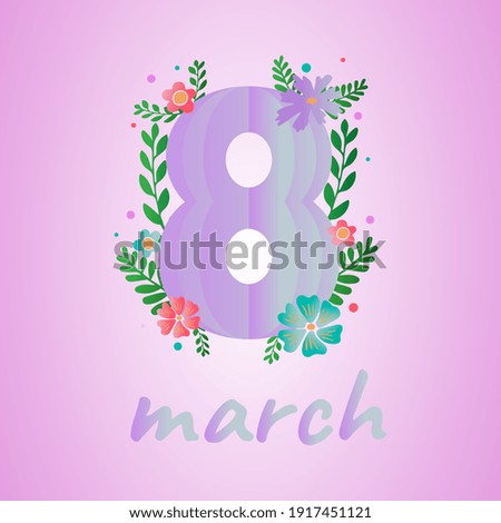 Happy Women Day 8th march holiday greeting card. 3D papercut female symbol with beautiful spring flowers. 