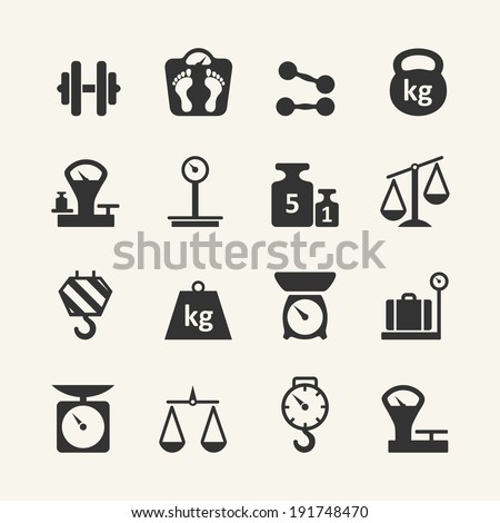 Web icon set - scales, weighing, weight, balance  Royalty-Free Stock Photo #191748470