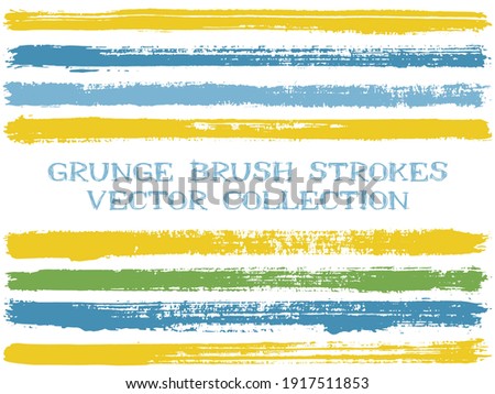 Long ink brush strokes isolated design elements. Set of paint lines. Advertising stripes, textured paintbrush stroke shapes. Ink brush stripes isolated on white, vector wall paint samples set.