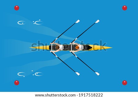 Double scull rowboat team at the competition Royalty-Free Stock Photo #1917518222