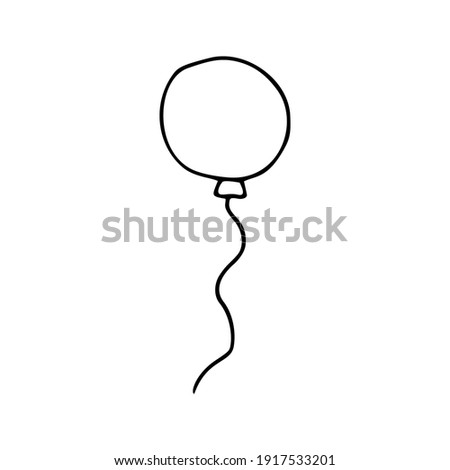 Simple cute doodle vector air balloon. Hand drawn clipart, isolated on white backdrop. 