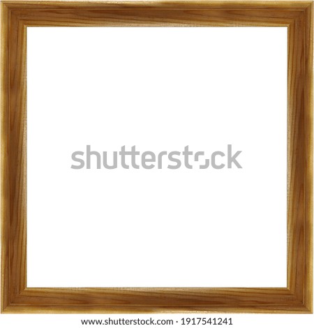 Square brown wooden frame on white background 