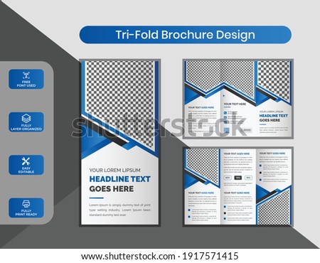 Creative Modern Blue Color Corporate Trifold Brochure Design Template