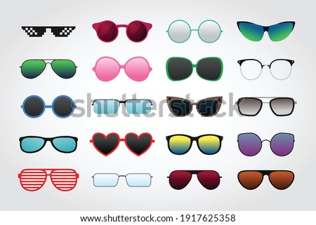 Set of sunglasses collections isolated on white background vector illustration Royalty-Free Stock Photo #1917625358