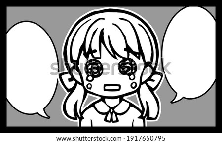 Clip art of a crying girl in cartoon style.（with a speech bubble）