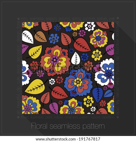 Floral seamless pattern in text frame