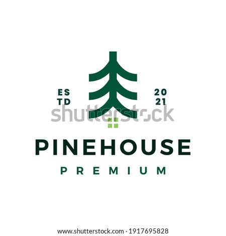 pine tree house logo vector icon illustration