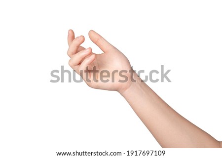 Woman hand gesture isolated on white background. Royalty-Free Stock Photo #1917697109