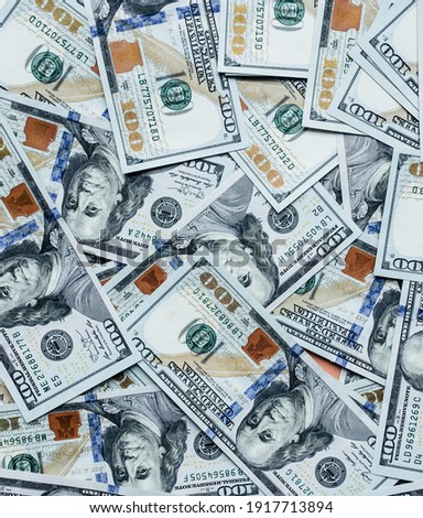 Heap of american dollars hundred banknote background