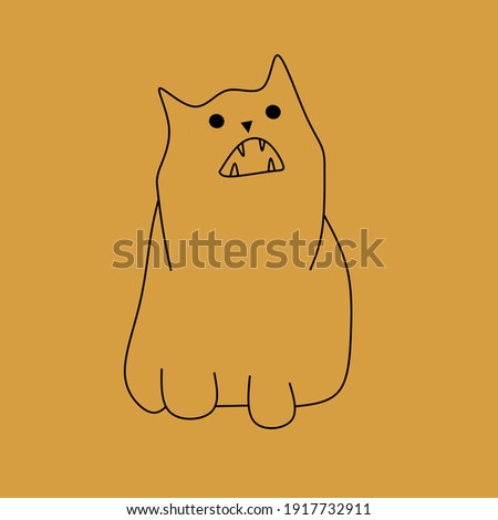 Line art cat abstract vector illustration