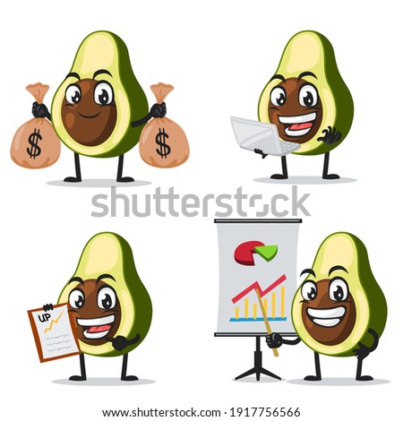 vector illustration of avocado mascot or character collection set with business theme
