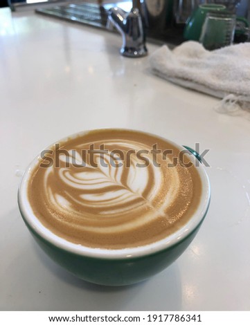 coffee latte cappuccino on glass cups selective focus background 