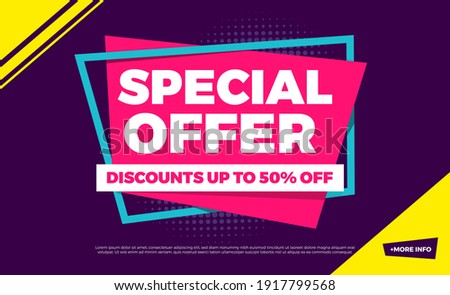 Special Offer Discounts Up To 50% Off Shopping Background Label Royalty-Free Stock Photo #1917799568