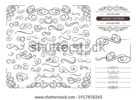 Vector Set of Vintage Filigrees and Frames, Calligraphic Swirls Isolated on White Background, Decorative Elements Collection.
