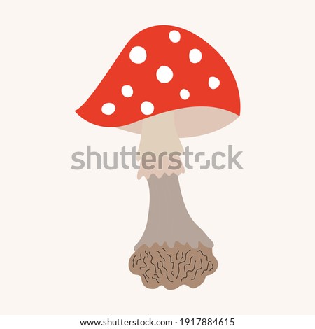 Cute vector fly agaric drawn by hand