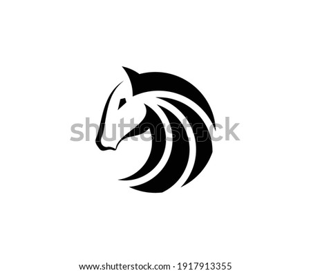 Head and horse hair vector logo in circular style Royalty-Free Stock Photo #1917913355