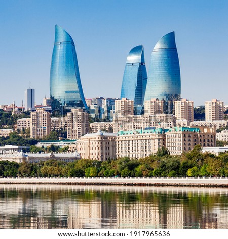 Baku city skyline. Baku is the capital and largest city of Azerbaijan. Royalty-Free Stock Photo #1917965636