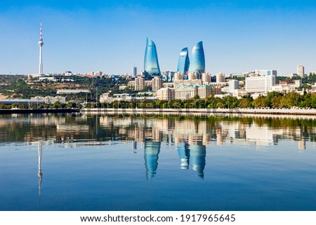 Baku city skyline. Baku is the capital and largest city of Azerbaijan. Royalty-Free Stock Photo #1917965645
