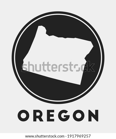 Oregon icon. Round logo with us state map and title. Stylish Oregon badge with map. Vector illustration.