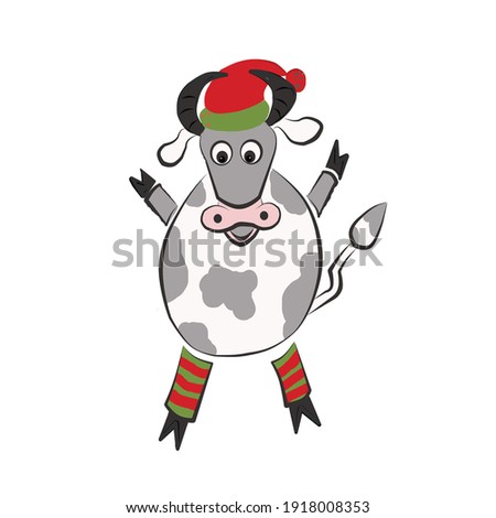Color clip art with a spotted bull.